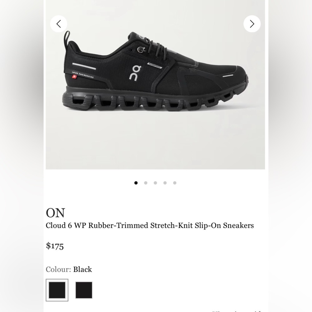 NWT💎On Cloud 6 Black Waterproof Running Shoe Sneaker 8.5W New in Box Retail $175 - Picture 4 of 4